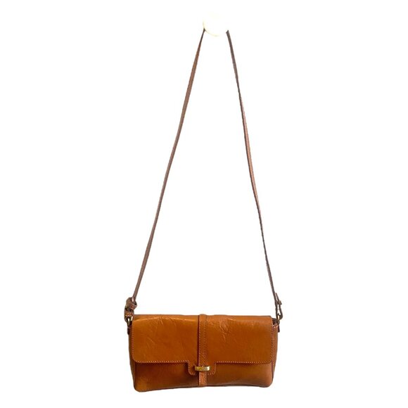 Zara Buffalo Leather Brown Crossbody Bag Boho Classic Fall Autumn Neutral - Picture 2 of 13